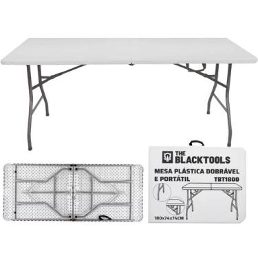 Imagem de Mesa Dobravel Vira Maleta Com Alça Portatil 1,80m Camping - The Black 