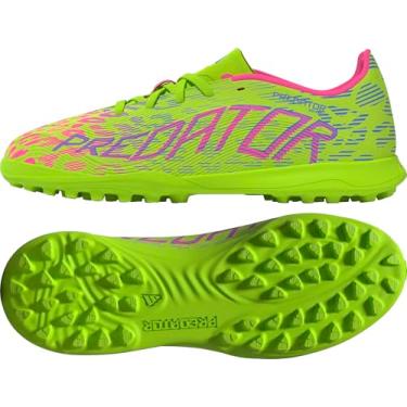 Imagem de adidas Tênis unissex infantil League Predator Turf Soccer Cleats (criança pequena), Lucid Lemon/Blue Fusion/Lucid Pink, 11 Little Kid