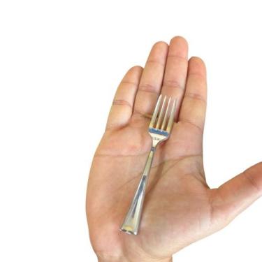 Imagem de Kit c/ 108 Mini Garfos Prata Luxo Descartável 10cm Plástico - Genérica
