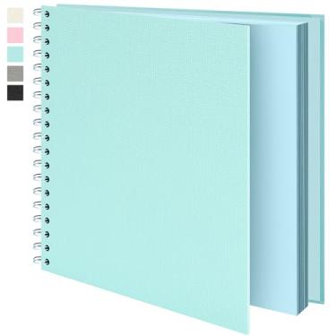 Imagem de Vienrose Álbum De Recortes (20 X 20 Cm), Fotos Viagem Com Capa Papel Texturizado, Ideal Para Casamento, Bebê, Família, Formatura, Animais Estimação Folhas/40 Páginas, Azul-Celeste)