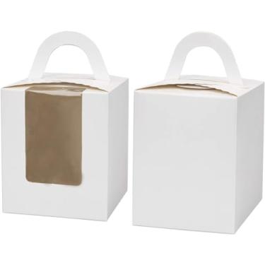 Imagem de KUPOO Caixas Para Cupcakes, 30 Individuais, Recipientes Individuais Confeitaria, Recipiente Único Com Janela E Alça Embalagem De Presente Festas Aniversário Casamento (Branco)
