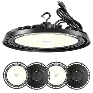 Imagem de WinWatt Luminária Led High Bay 240 W, Ufo De 12 Pés, Comercial Com Fonte Alimentação Isolada, Plugue Para Garagem, Loja, Armazém, Oficina, 5000 K, 35000 Lm, Regulável Ip65 Ul (Pacote 4)