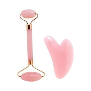 Imagem de Rolo Massageador Facial Rosa De Cabeça Dupla Bastão De Beleza Em Forma