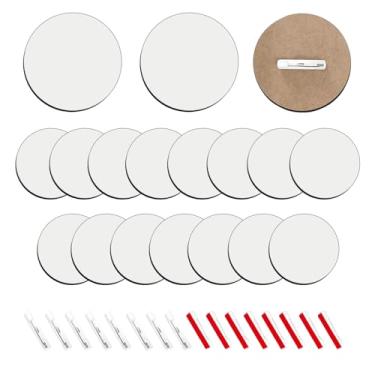 Imagem de ToBeAce 15 Peças De Botões Sublimação Em Branco Com Alfinetes 3", Crachá Mdf, Etiquetas Nome Papelão Duro Para Presentes Artesanato Faça Você Mesmo