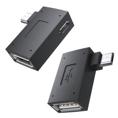 Imagem de MOGOOD Adaptador de cabo OTG para Fire TV Stick 4K, memória adicional para Fire TV Stick alimentado por ângulo esquerdo e direito Micro USB para USB OTG adaptador para telefone Android Tablet e mais