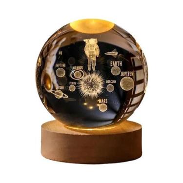 Imagem de Luz Noturna LED 3D Infantil Galaxy Sistema Solar Bola De Cristal Quart
