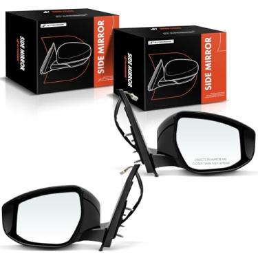 Imagem de A-Premium Par (2) espelhos retrovisores elétricos do lado do motorista e do passageiro - compatível com Nissan Maxima 2016-2023 - Retrovisor retrovisor externo liso dobrável manual aquecido preto liso