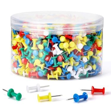 Imagem de 1000 peças de pinos coloridos para quadro de avisos - tachas de polegar para parede, quadro de avisos e quadro de cortiça