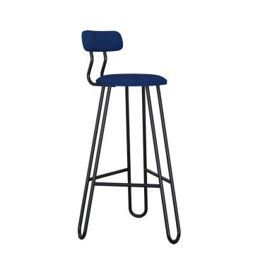 Imagem de Conjunto 4 Banquetas Alta Ginger Com Encosto Azul Jeans City