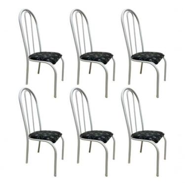 Imagem de Kit 6 Cadeira Sala Jantar Aço Tubolar Cozinha material sintético Junco