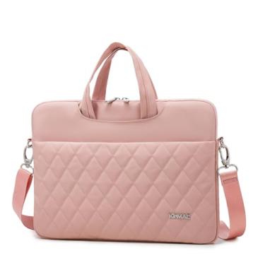 Imagem de Kinmac Bolsa de ombro para laptop com bordado rosa 360° para laptop MacBook Pro de 16 polegadas, LG Gram de 16 polegadas e laptop de 15 a 15,6 polegadas