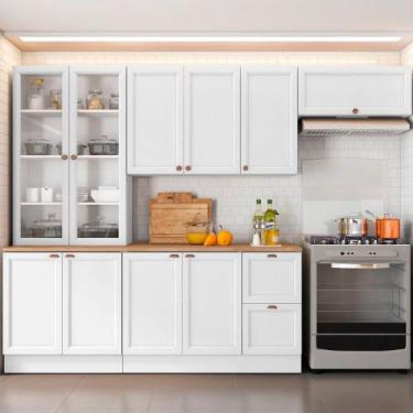 Imagem de Composição Cozinha Olivia 5 Peças com Cristaleira Poliman Móveis, Bran