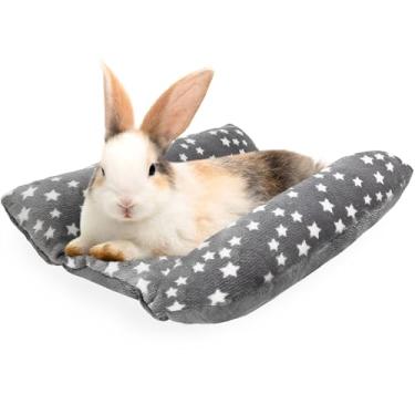 Imagem de JVVGPET Cama de coelho, tapete de cama côncavo macio de inverno quente para coelho, porquinho-da-índia, chinchila, hamster, ouriço, gatinho, lavável e fofo, tapete de descanso para animais de
