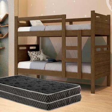 Imagem de Jaspe Beliche com 2 Colchões D20, Desmontável em 2 Camas Solteiro, Suporta 100kg por Cama (Legno)