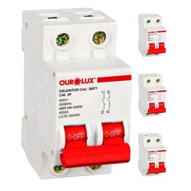 Imagem de 4 Disjuntores 2 Polos 40 Amperes Curva C 4ka Ourolux