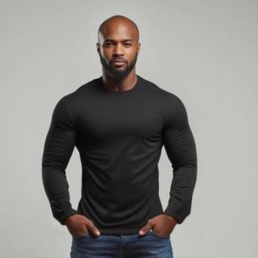 Imagem de Camisa Manga Longa Masculina UV 50+ Dry Fit Esportiva Preto - Fantasia