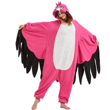 Imagem de MORNINGFLY Pijama de macacão de pterossauro adulto, macacão de dinossauro, Natal, Halloween, cosplay, dinossauro, pijama, Pijama macacão flamingo, M