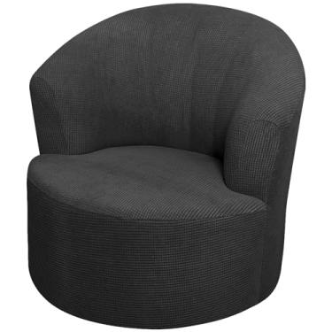 Imagem de SZJIAHTM Capa de cadeira redonda giratória com detalhe moderno, capa de poltrona redonda e elástica macia para sala de estar