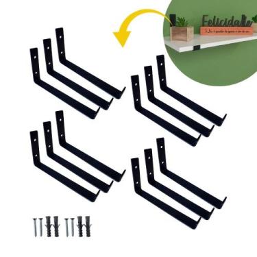 Imagem de Suporte Mão Francesa Invertido para Prateleiras 25cm Cantoneira L Pret