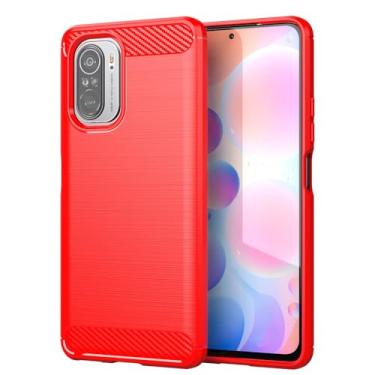 Imagem de Capa Case Xíaomi Mi Poco F3 (Tela 6.67) Carbon Fiber Anti Impacto (Vermelho)