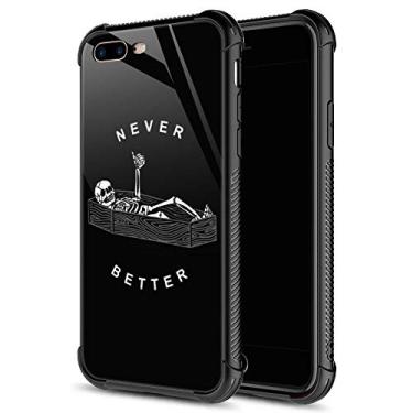 Imagem de Capa para iPhone 8 Plus, capa DRX1020-8P01 para iPhone 7 Plus, traseira de vidro temperado + capa protetora de TPU de silicone macio para Apple iPhone 7/8 Plus, iPhone 7/8/SE2, Never Better Skeleton