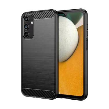 Imagem de Casecious Compatível com Samsung Galaxy A15 Fibra de Carbono Macio TPU Escovado Linha Básica Capa Traseira para Telefone Capa Funda para (Preto)