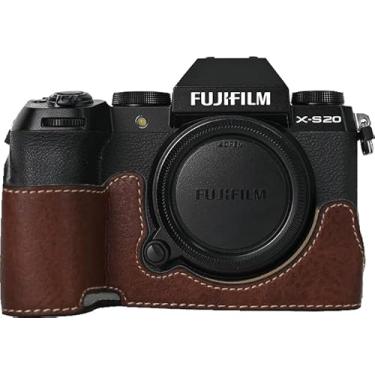 Imagem de Capa para X-S20, capa BMAOLLONGB feita à mão de couro PU meia câmera versão abertura inferior para Fujifilm X-S20 XS20 com alça de mão (café)