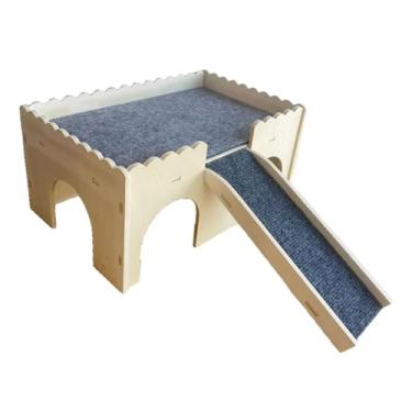 Imagem de predolo Casa de madeira para hamster, cama, cabana, habitats com rampa, fácil de montar, decoração divertida, esconderijo para porquinhos-da-índia, casa para, Espessura Da Chapa 7