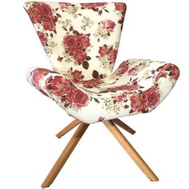 Imagem de Poltrona Elegance Base Giratória Ferro e Madeira Imperial Rosas Imperm