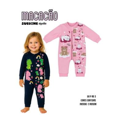 Imagem de Macacão Longo Bebê Protetor Ziper Menino Menina 100 Algodão Roupa Bebe