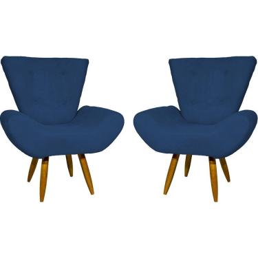 Imagem de Kit 2 Poltronas Decorativa Para Sala Recepção Manicure Consultório Escritório Emilia Suede