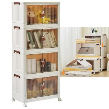 Imagem de Armario Organizador 4 Andares Empilhavel Dobravel Porta Objetos Roupa Livro Organizaçao Cozinha Sala Varanda Lavanderia