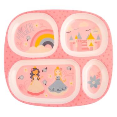 Imagem de Stephen Joseph, Prato de jantar de melamina para crianças, pratos divididos de plástico para refeições infantis, conjunto de pratos de louça para comedores exigentes, meninos e meninas, princesas