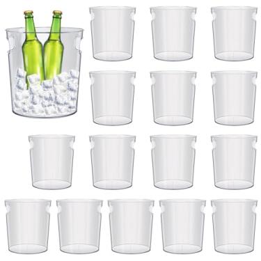 Imagem de Toyosport Balde de cerveja de plástico transparente com alça, latas de lixo descartáveis de 6 L para festas, design empilhável, ideal para gelo, bebidas e muito mais