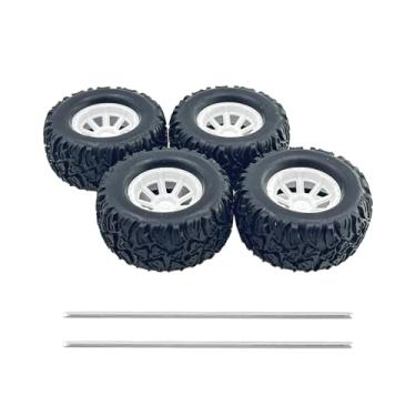 Imagem de 4PCS Toy Car Wheel 55mm Model Car Rubber Tire Wheel with Metal Shaft Axles for RC Car Truck DIY Model Toy Building Project (3x55mm)