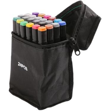 Imagem de Marcadores Coloridos Pincel de Estudante de Arte Com Ponta Dupla Canetas de Tinta à Base de Alcool Caneta Para Quadro Branco (24)