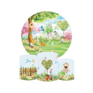 Imagem de Kit Capas De Cilindros + Painel Redondo Jardim Encantado 1,5 - Outfite