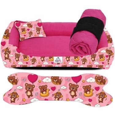Imagem de Caminha pet cachorro gato casinha com fundo impermeável kit 04 peças t