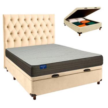 Imagem de Cama + Bau Perola e Colchão D33 Casal - Orthotech Inducol + Cabeceira