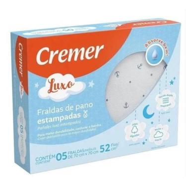 Imagem de Caixa Com 05 Fraldas Cremer Luxo Algodão 70X70Cm ul