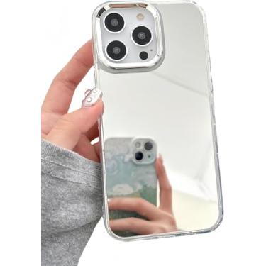 Imagem de YTanazing Capa espelhada para iPhone 12 Pro Max para mulheres e meninas, maquiagem, linda capa de vidro brilhante à prova de choque com moldura de TPU (poliuretano termoplástico) transparente e macia