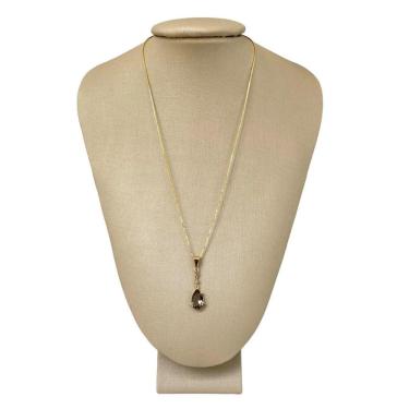 Imagem de Colar Prata 925 + Ouro 18K Gota Em Zircônia Cravejada