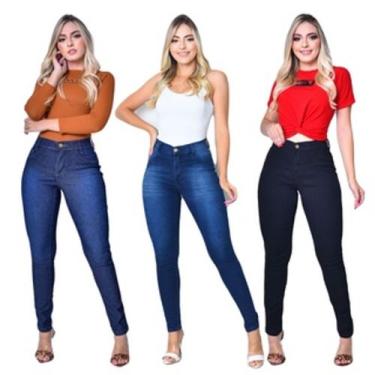 Imagem de Kit 3 Unid Calças Jeans Feminina Skinny Levanta Bumbum - APOLLOGY, 42