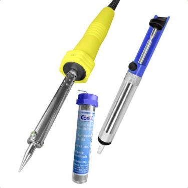 Imagem de Kit Ferro de Solda Profissional 60W 220V Com Sugador e Tubo de Estanha
