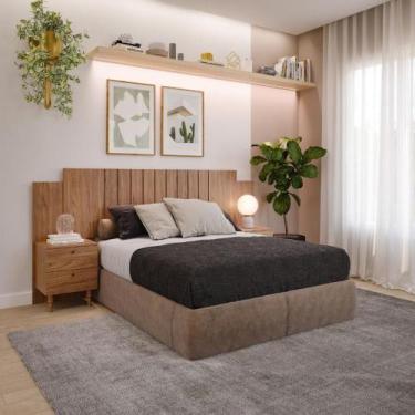 Imagem de Cabeceira Queen com 2 Mesas Lateral 2 Gavetas em MDF Genova Panan, Cin