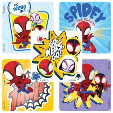 Imagem de SmileMakers Adesivos Spidey & His Amazing Friends, papel multicolorido, 6 cm, quadrado, 100 unidades, feito nos EUA, hipoalergênico
