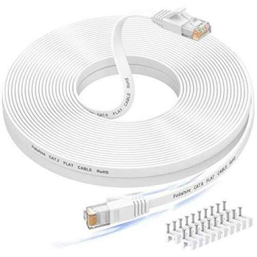Imagem de Cabo Ethernet Folishine Cat 6 75 pés branco de alta velocidade RJ45