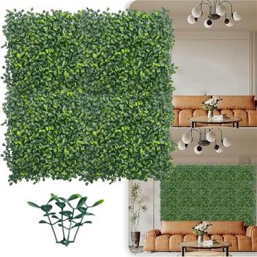 Imagem de ODTORY Pano de fundo de painel de parede de grama artificial, 25 x 25 cm 8P (5,6 pés quadrados) painéis de buxo anti-vegetação para decoração de parede verde interna e externa e privacidade de cobertura de cerca de hera