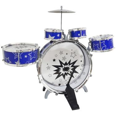 Imagem de Bateria Infantil para Criança Profissional Completa Pedal Banco Baqueta Rock Star Importway Bw039