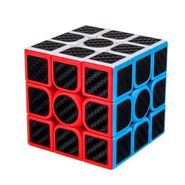 Imagem de Professional Speed Magic Cube Carbon Fibre Stickers 3x3, Black